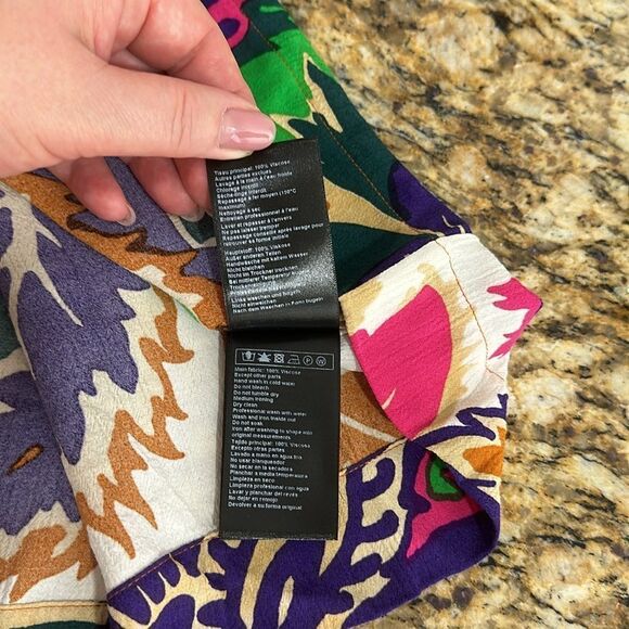 Ba&sh Printed Half Sleeve V-neck Colorful Slip On Mini Dress Size L - Picture 7 of 9